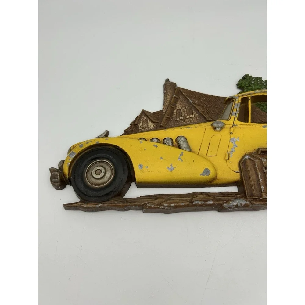 RARE SEXTON METAL MERCEDES? DELAHAYE? EUROPEAN AUTOMOBILE SCENE WALL PLAQUE 14X7